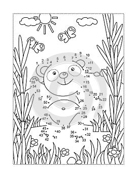 Panda bear dot-to-dot picture puzzle and coloring page